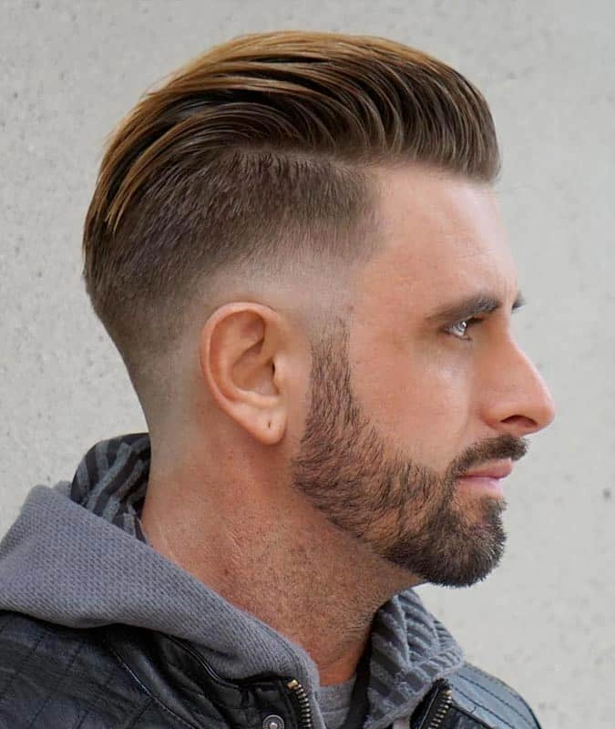 Drop Fade + Sweep Back.